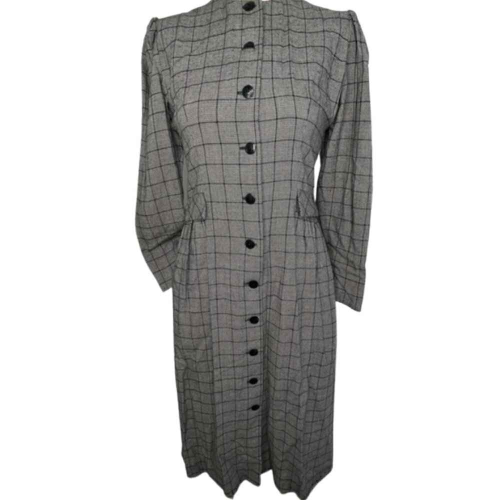 Lanz Midi Dress Small Glen Plaid